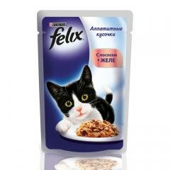 Felix консервы для кошек Аппетитные кусочки в желе, лосось (85 г )