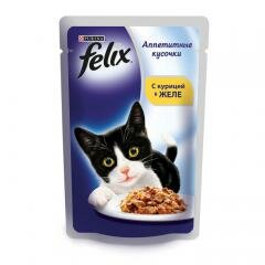 Felix консервы для кошек Аппетитные кусочки в желе, курица (85 г)