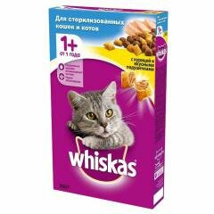 Whiskas сухой корм для стерелизованных кошек и котов с курицей 350г