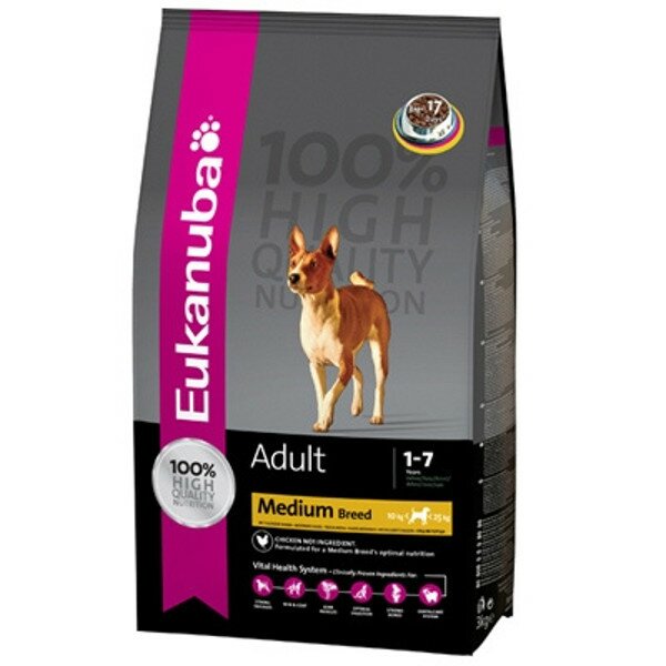 Eukanuba Adult Medium Breed Сухой корм для взрослых собак средних пород (2,5 кг)