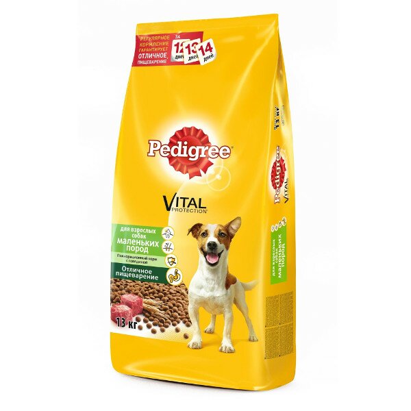 Pedigree сухой корм для взрослых собак маленьких пород говядина 13кг