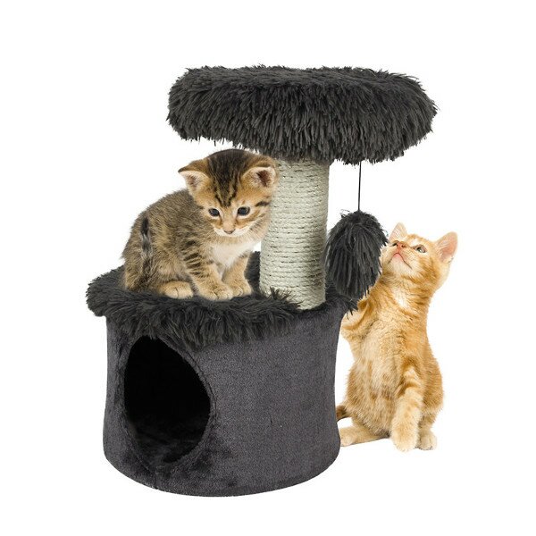 Золюкс Домик с когтеточкой для кошки YETI One, 35x35x52,5 см, серый