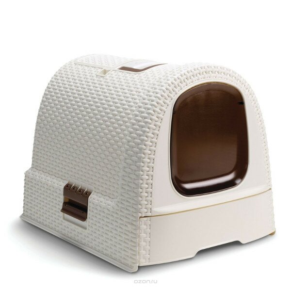 Curver PetLife Туалет-домик для кошек, кремово-коричневый, 51*39*40см