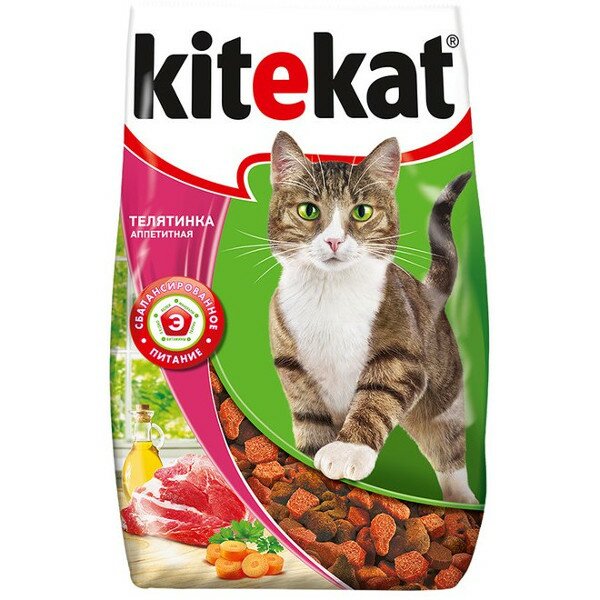 Kitekat телятинка аппетитная сухой корм 800г