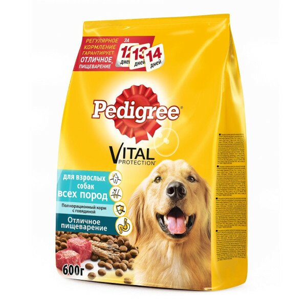 Pedigree сухой корм говядина для взрослых собак 600г