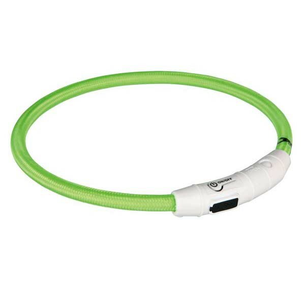 Trixie USB Мигающий ошейник для собак, XS–S: 35 см зелёный